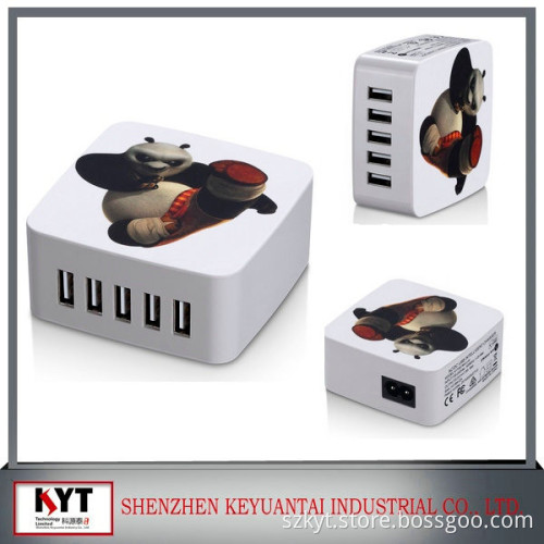Universal 5 USB Multi Ports EU US AU UK Kr Plug Travel AC Power Adapter Tablet Cell Phone Wall Charger For ipad